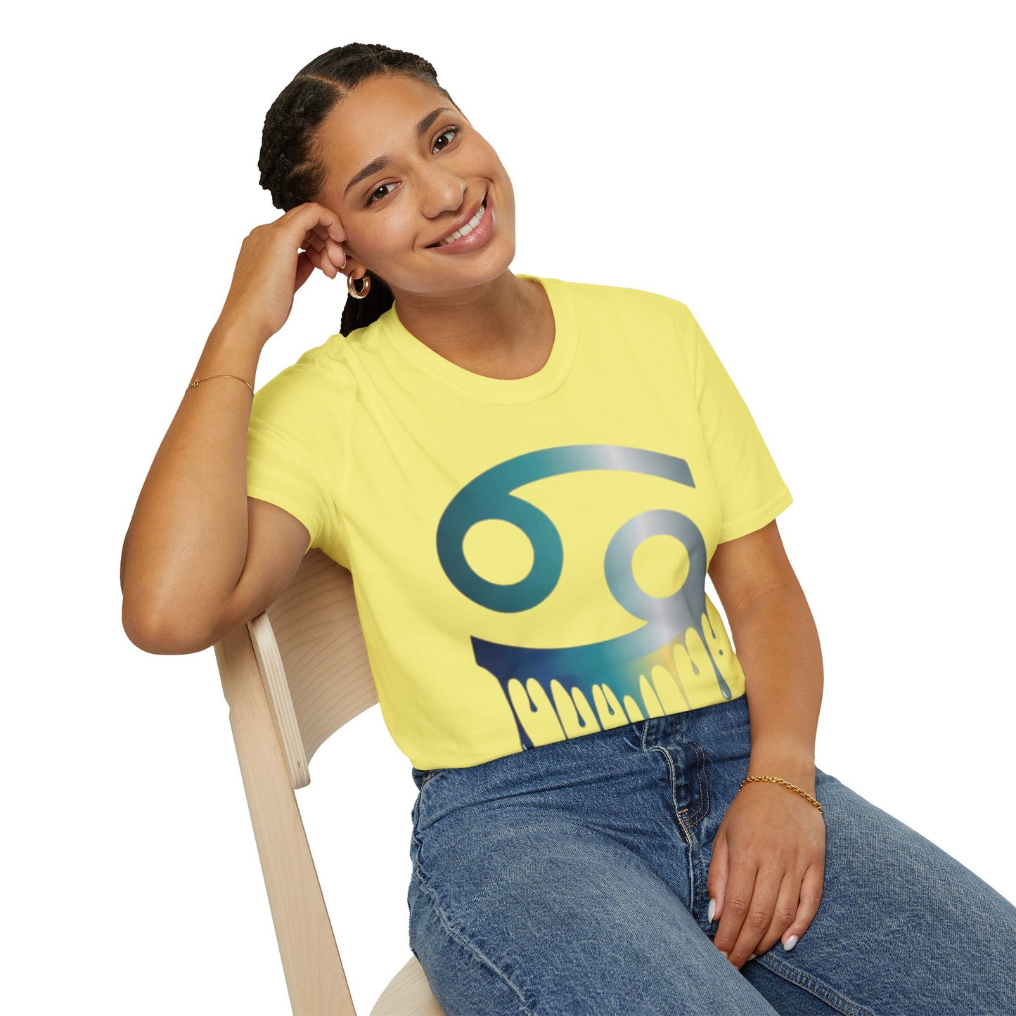 Cancer Zodiac T‑Shirt — Dripping Gradient Astrology Tee (Cancer Symbol)