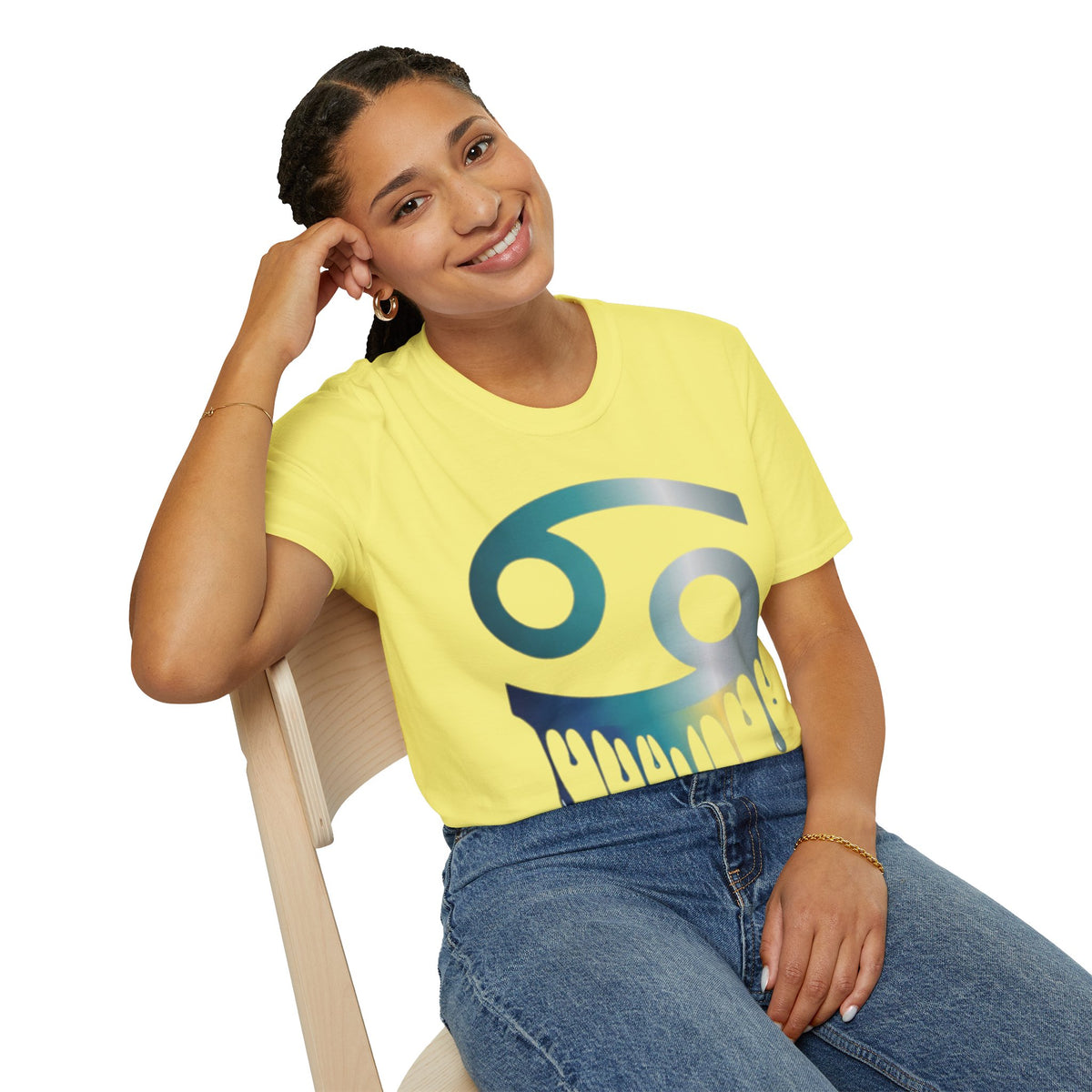 Cancer Zodiac T‑Shirt — Dripping Gradient Astrology Tee (Cancer Symbol)