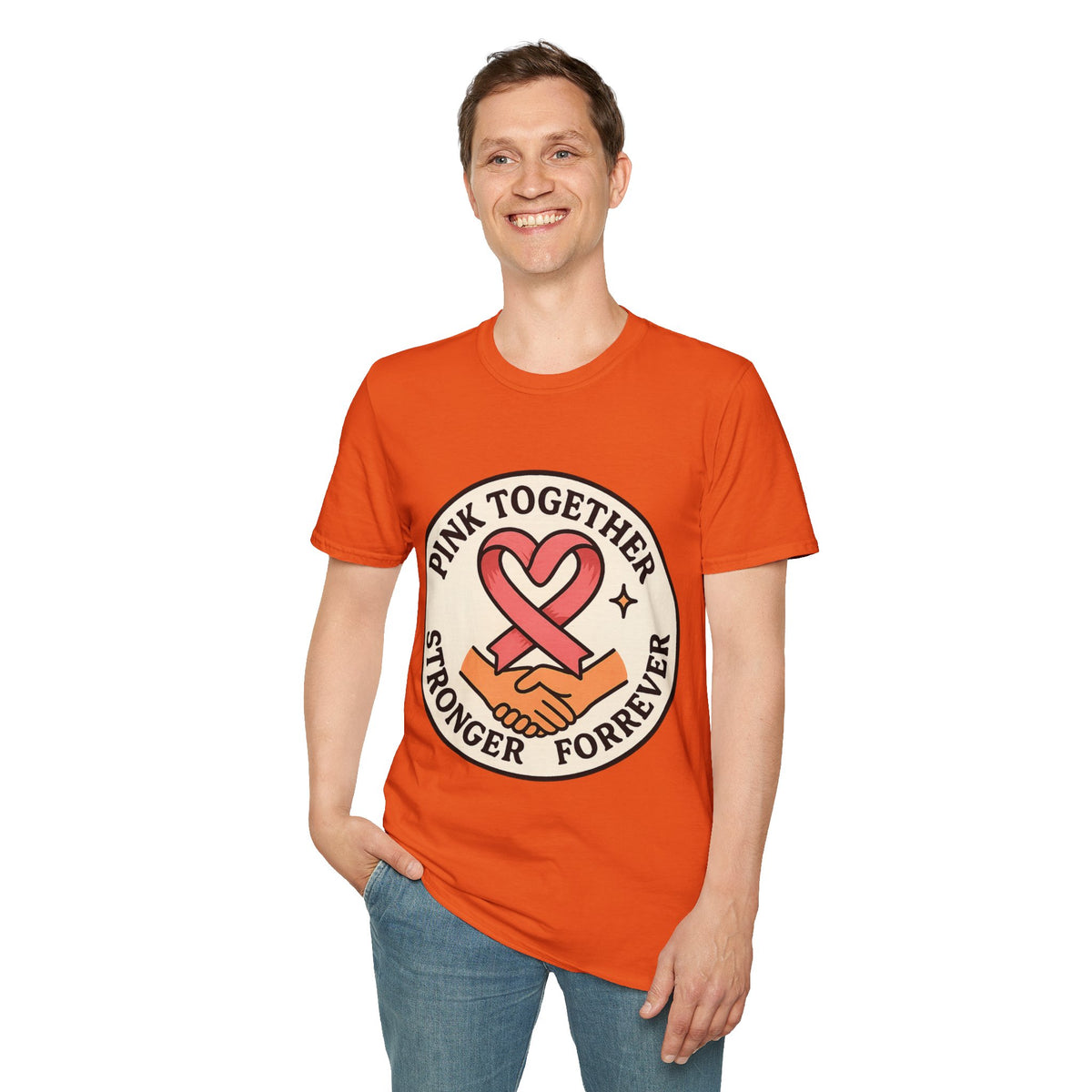Pink Together Stronger Forever Shield Badge T-Shirt, Breast Cancer Heart Ribbon Tee - Trending Now - September 2026