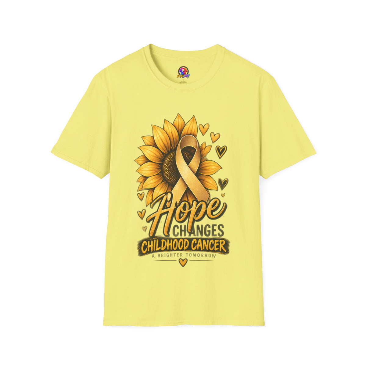 Childhood Cancer Awareness T-Shirt — "Hope Changes Lives" Sunflower Ribbon