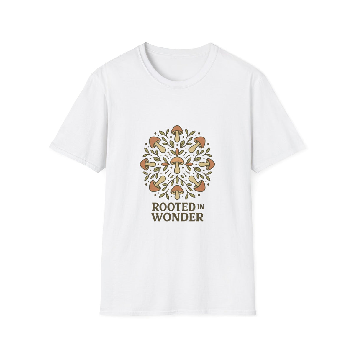 Mushroom Mandala T-Shirt — "Rooted in Wonder" Botanical Graphic Tee