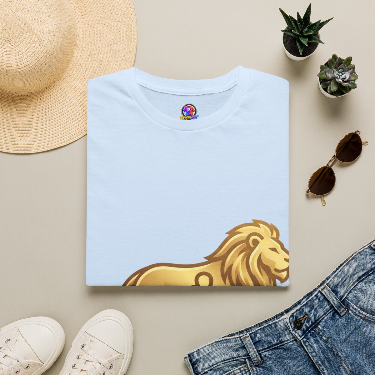 Leo Zodiac Lion T-Shirt — Gold Astrology Tee for Leo Birthdays & Zodiac Fans