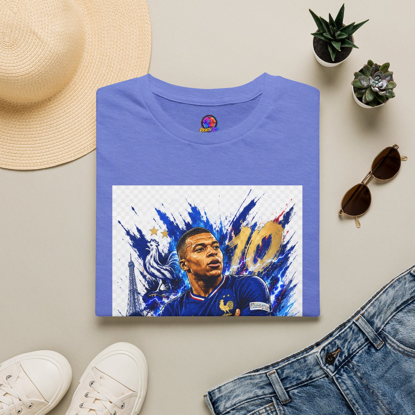 France Mbappé Soccer T-Shirt — #10 Blue Action Portrait Tee