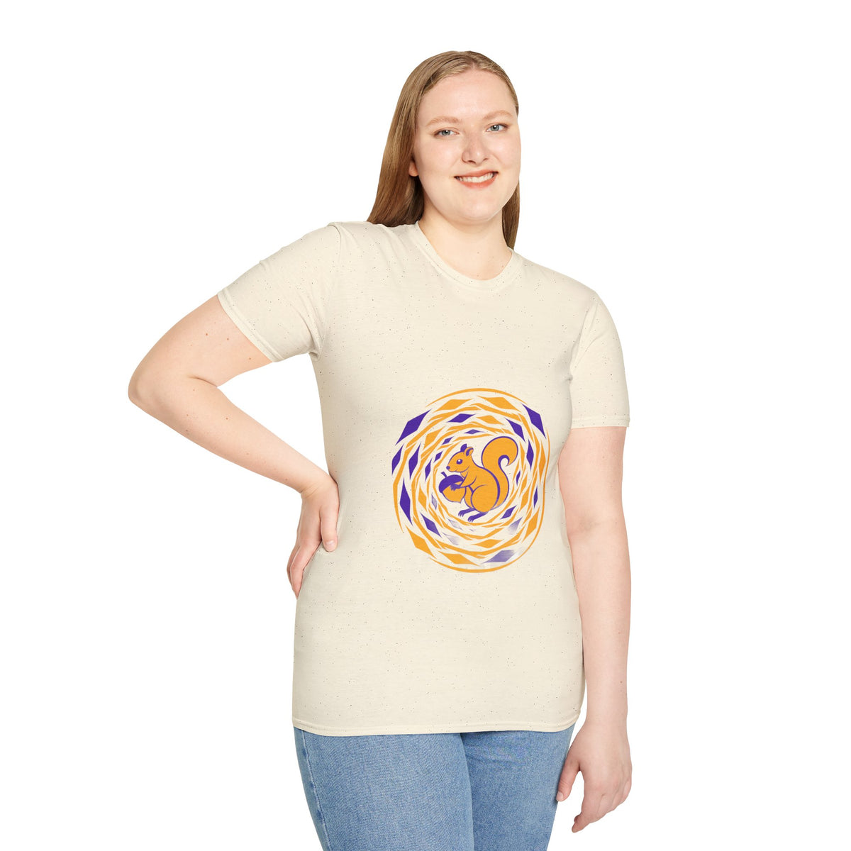 Squirrel Swirl Graphic T-Shirt — Playful Orange & Purple Nature Tee - Trending Now - September 2026