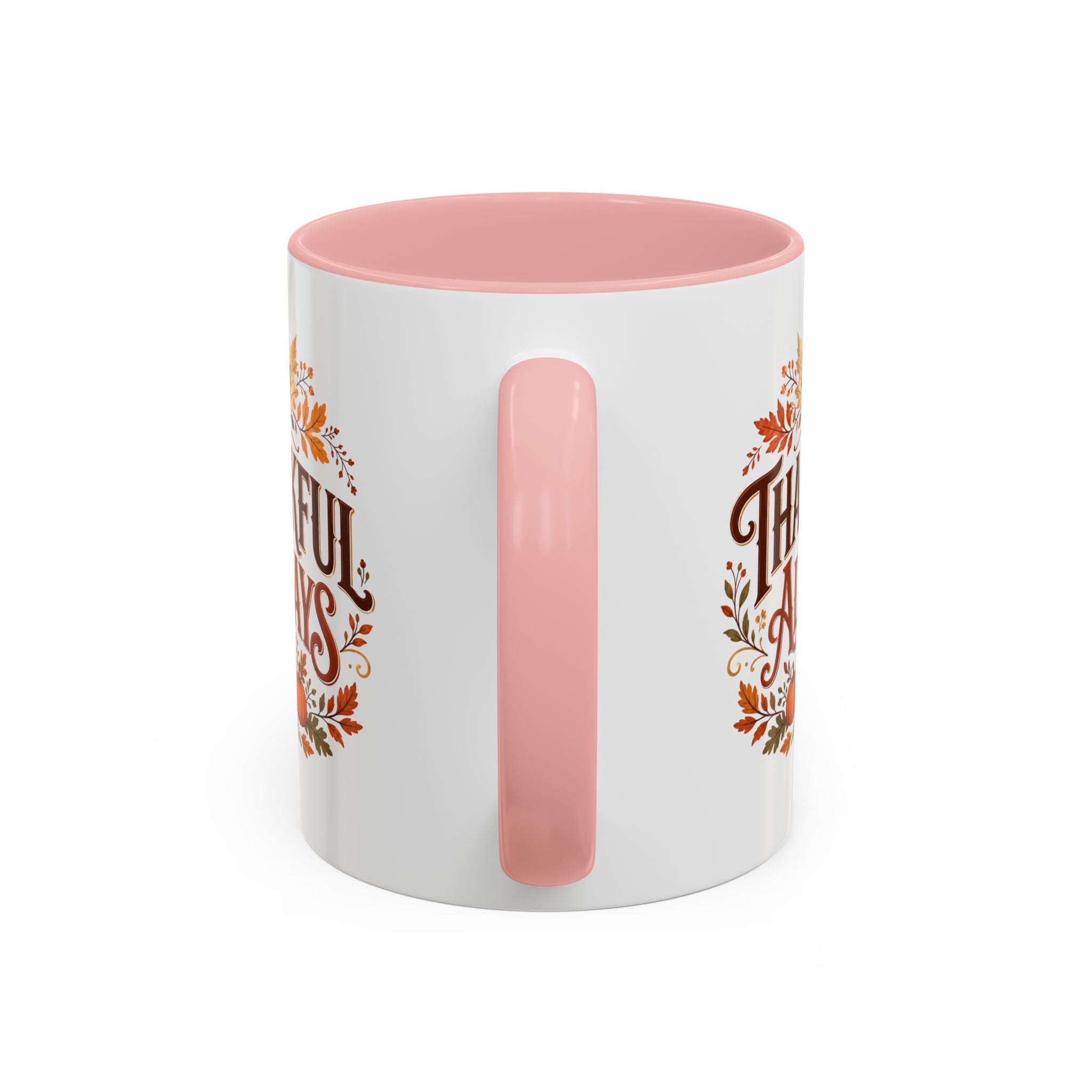 Thanksgiving Mug Thankful Always Accent Coffee Mug — Fall Pumpkin & Leaves Thanksgiving Gift