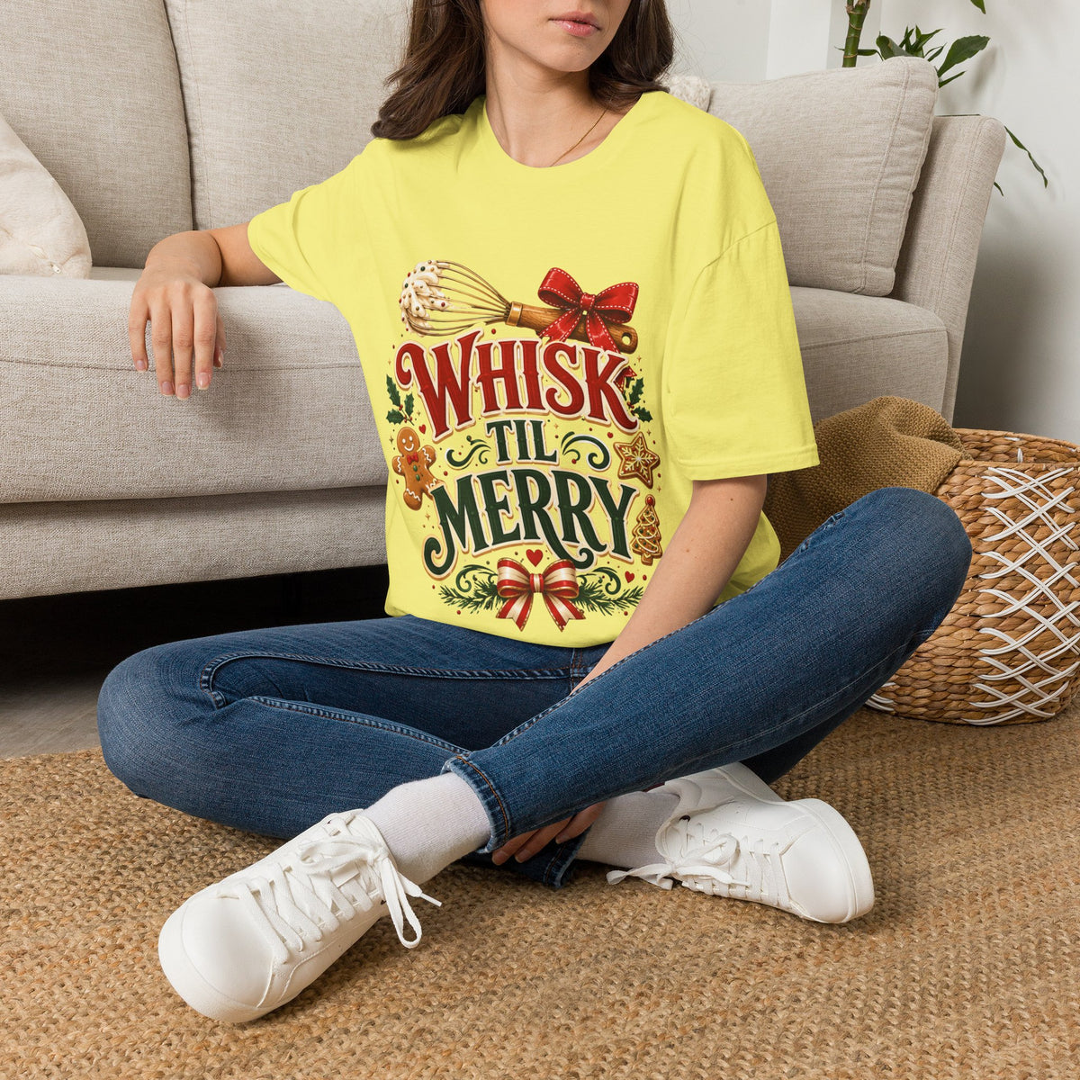 Christmas Baking T-Shirt — "Whisk 'Til Merry" Holiday Tee