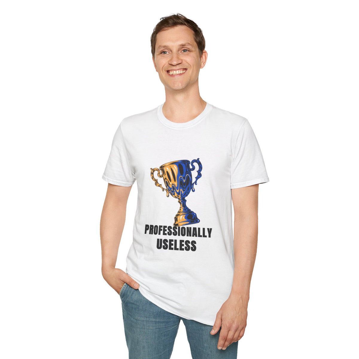 Professionally Useless T-Shirt — Retro Melting Trophy Graphic Tee - Trending Now - August 2026