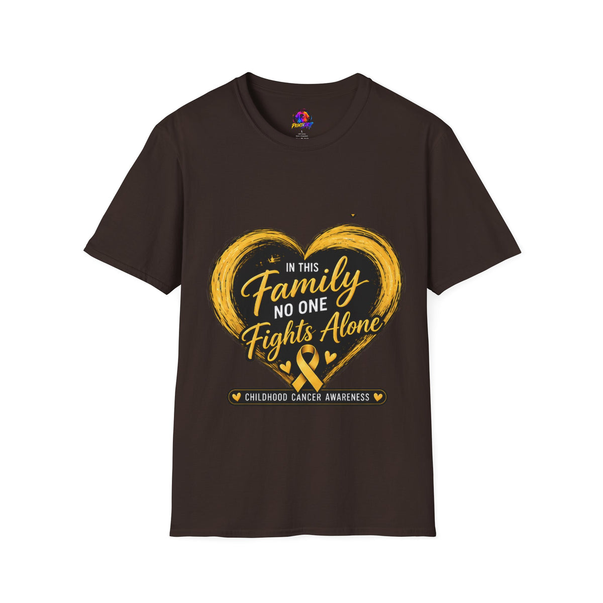 Childhood Cancer Awareness T-Shirt — "In This Family No One Fights Alone"