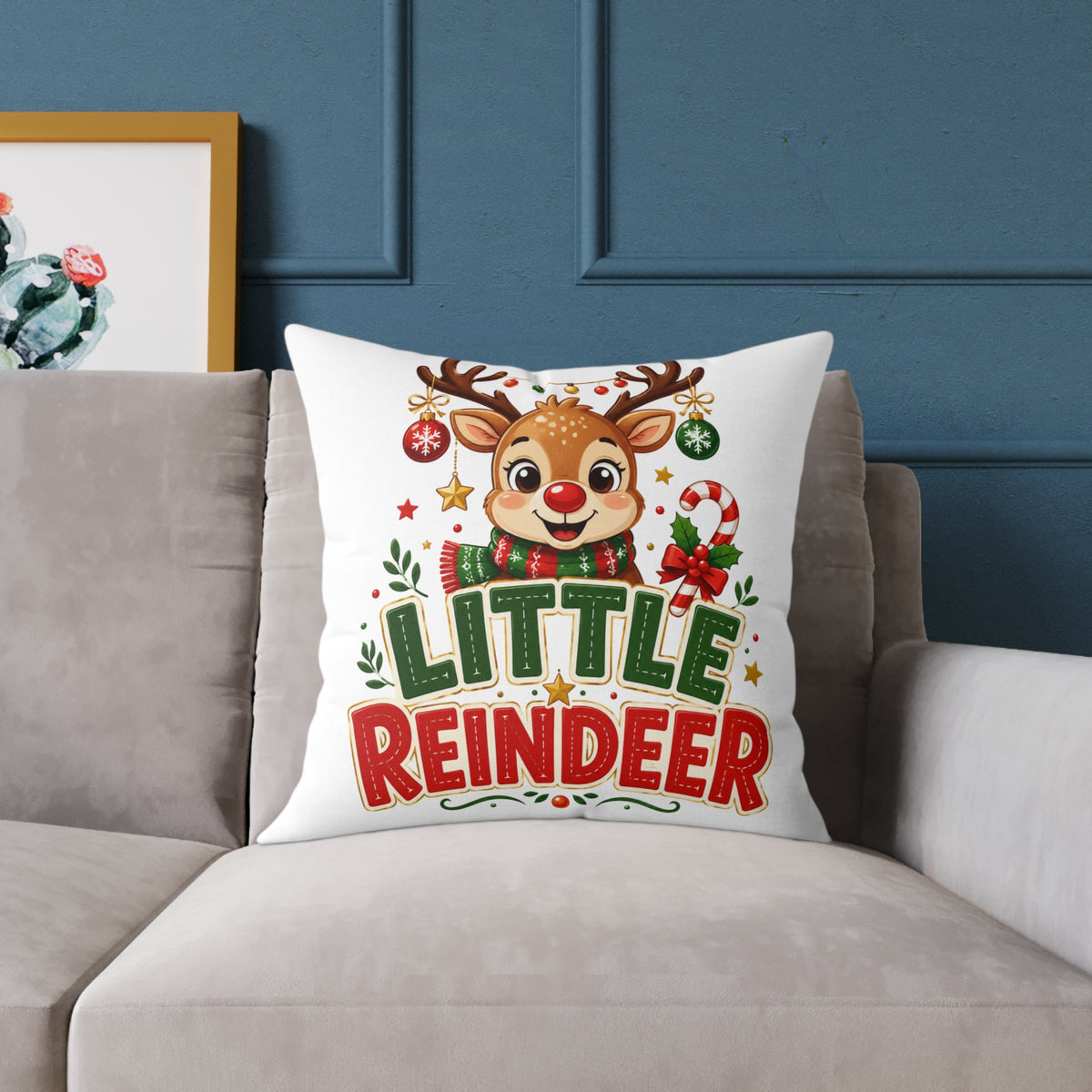 Little Reindeer Christmas Throw Pillow - Cute Kids Holiday Decor