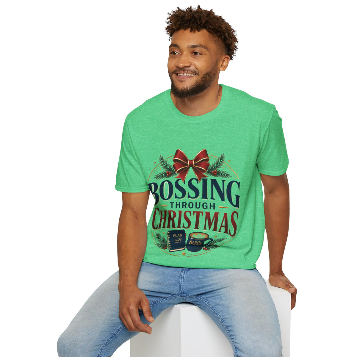 Christmas “Bossing Through Christmas” T‑Shirt — Funny Holiday Boss Gift