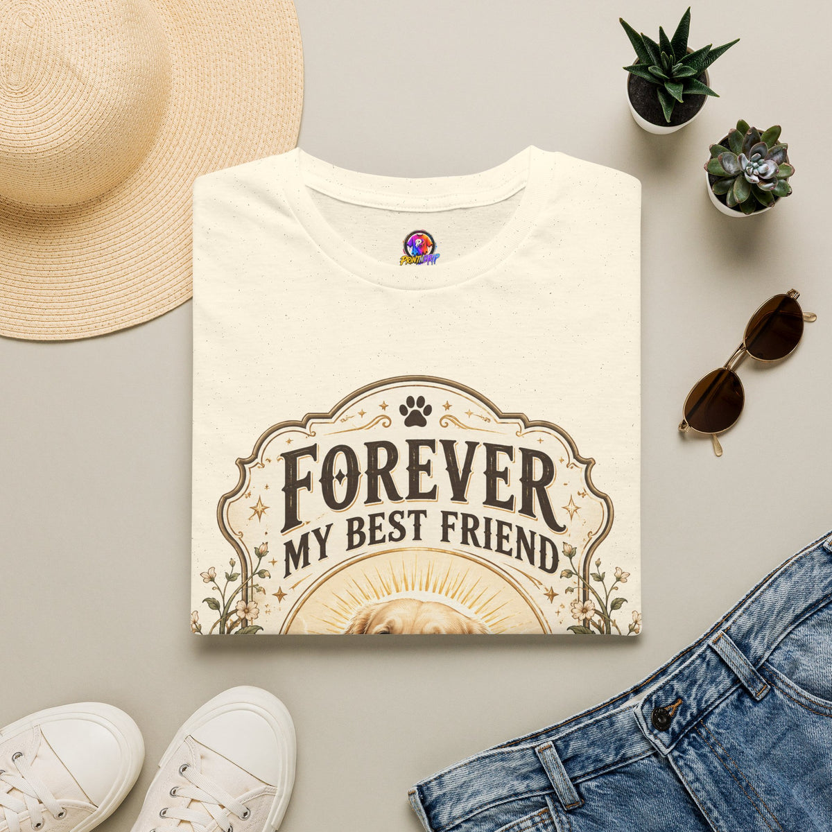 Dog Memorial T-Shirt — "Forever My Best Friend" Personalized Pet Tribute Tee