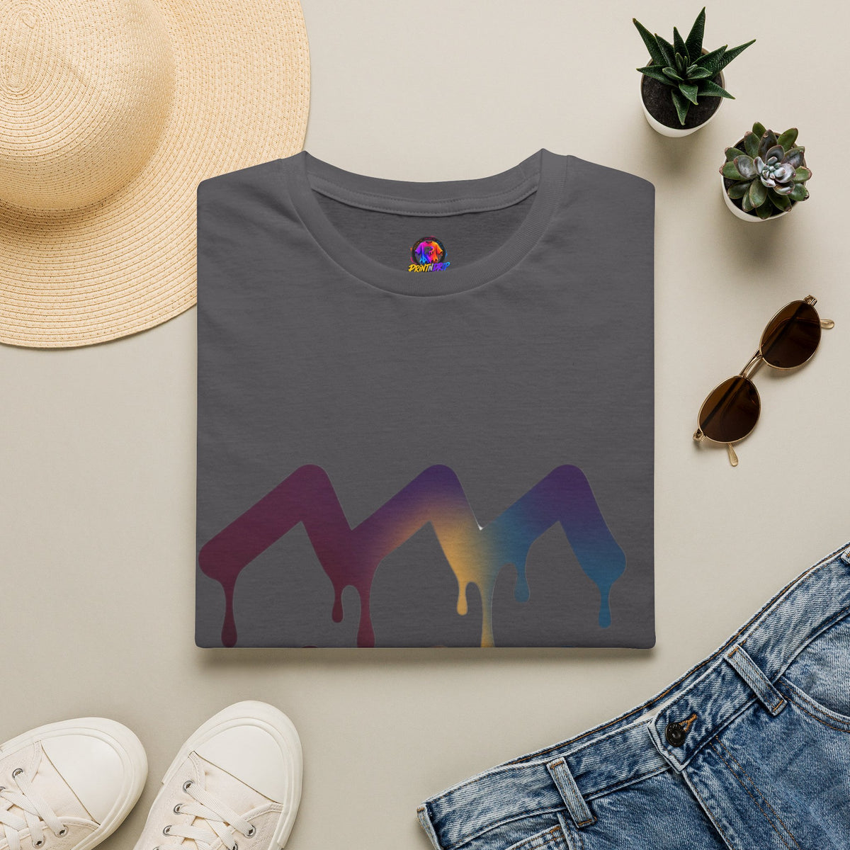 Aquarius Zodiac Dripping Chevron Graphic T-Shirt