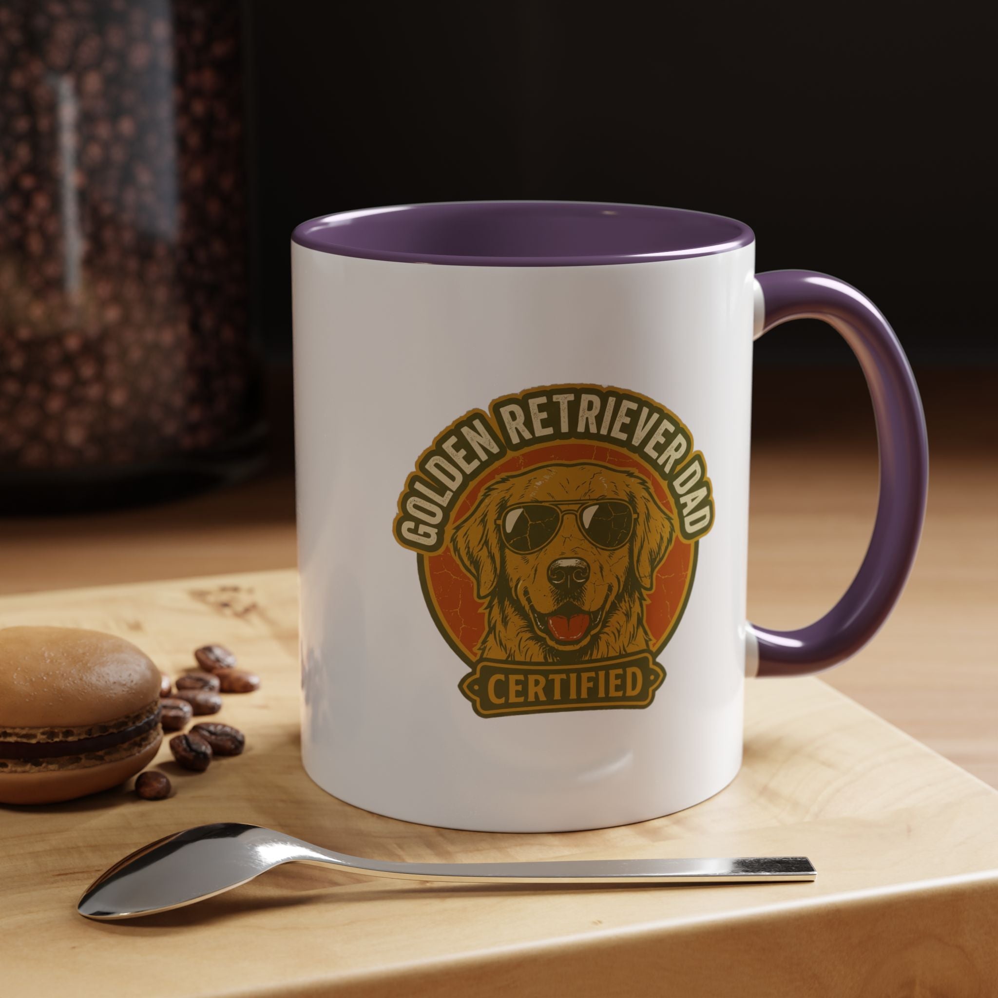 Funny Golden Retriever Dad Coffee Mug — "Certified" Dog Dad Accent Mug