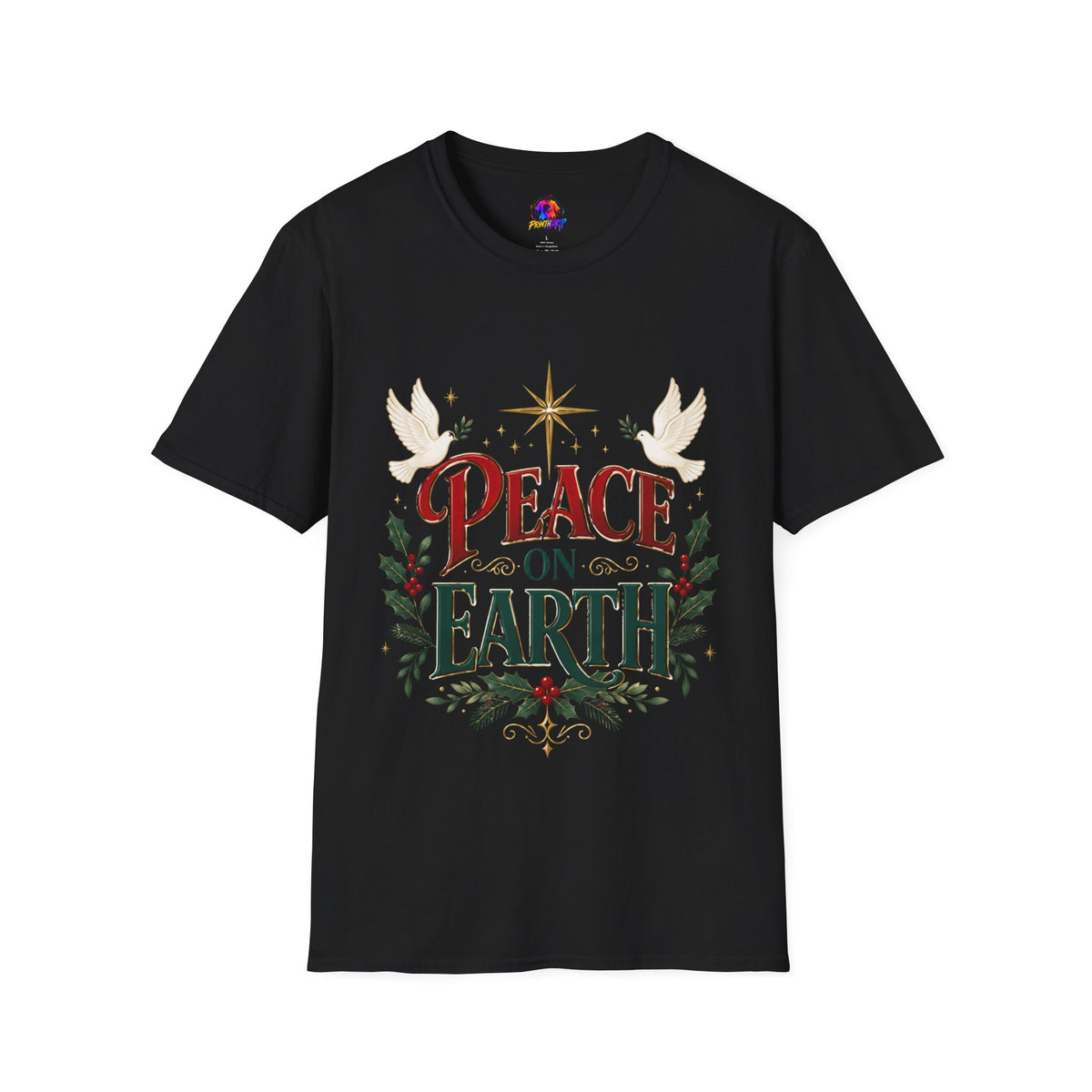 Peace on Earth T-Shirt — Holiday Dove & Star Christmas Tee