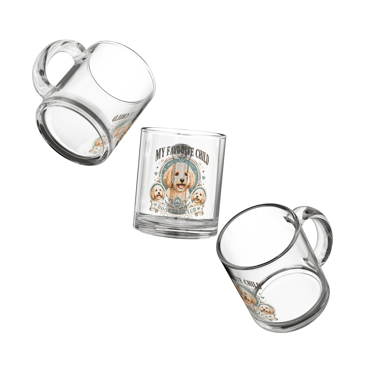Glass Mug — "My Favorite Child" Cute Dog Portrait 10oz Milo Bailey Dog Dad Mom  Glass Mug 10 oz