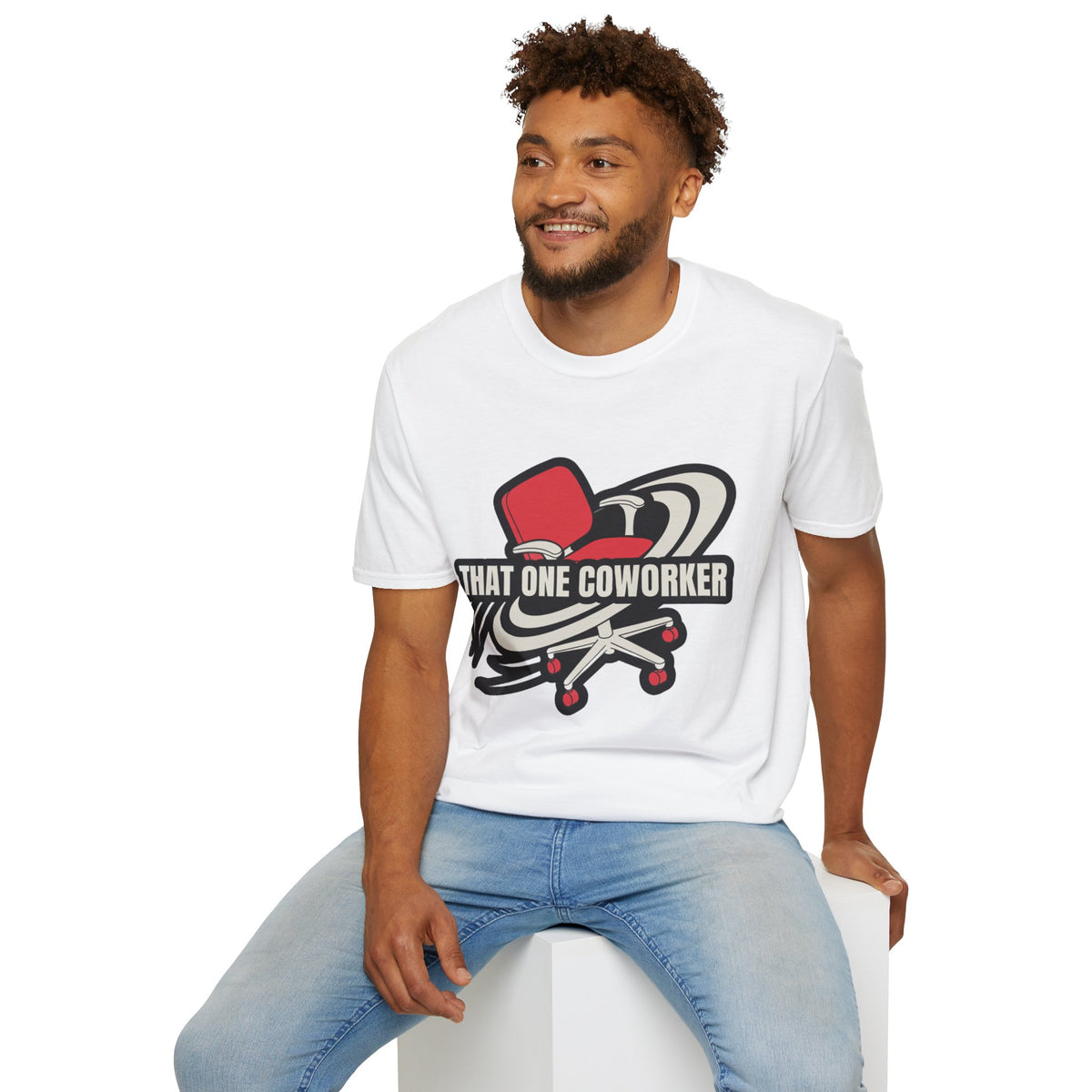"That One Coworker" Graphic T-Shirt – Funny Office Chair Skateboard Tee - Trending Now - August 2026