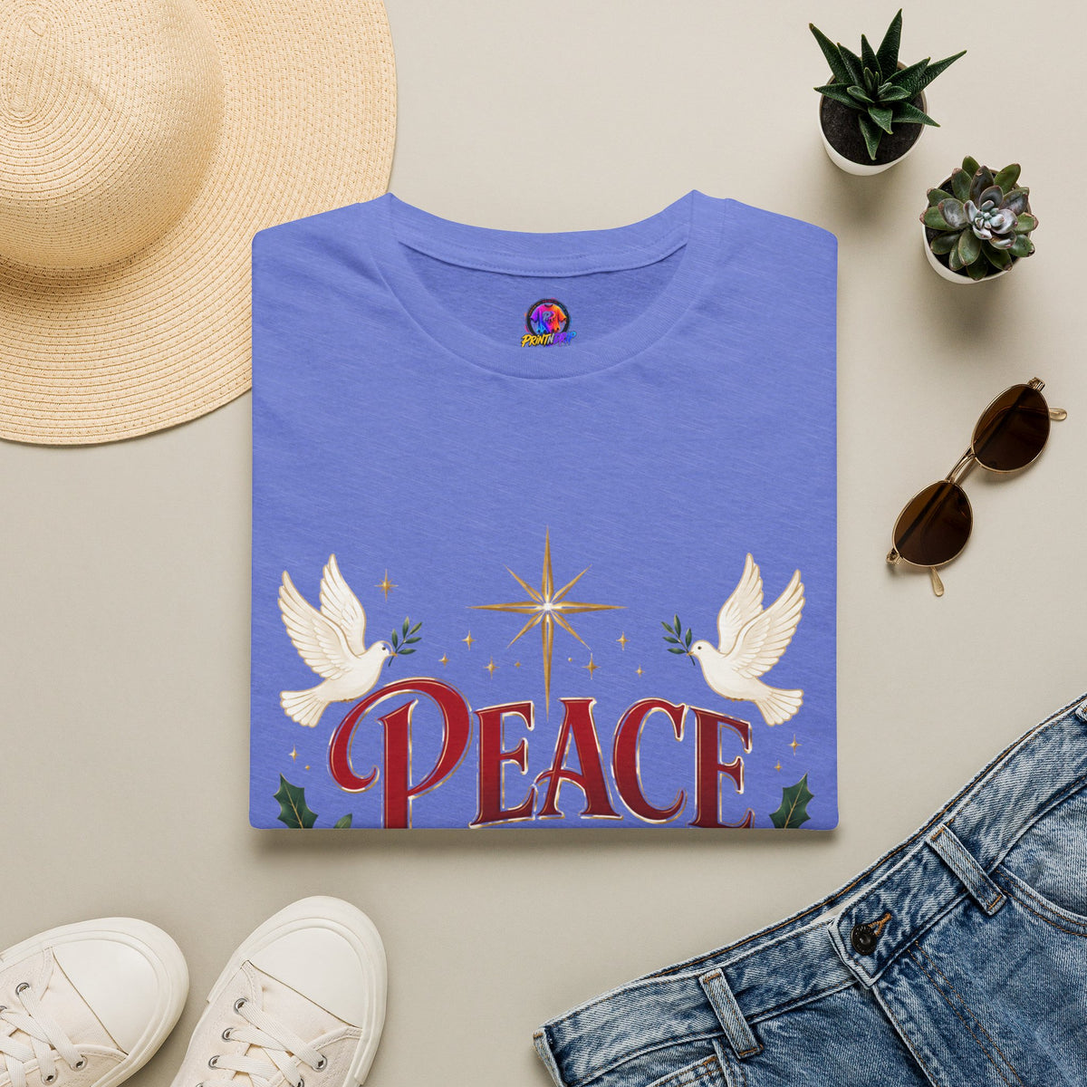 Peace on Earth T-Shirt — Holiday Dove & Star Christmas Tee