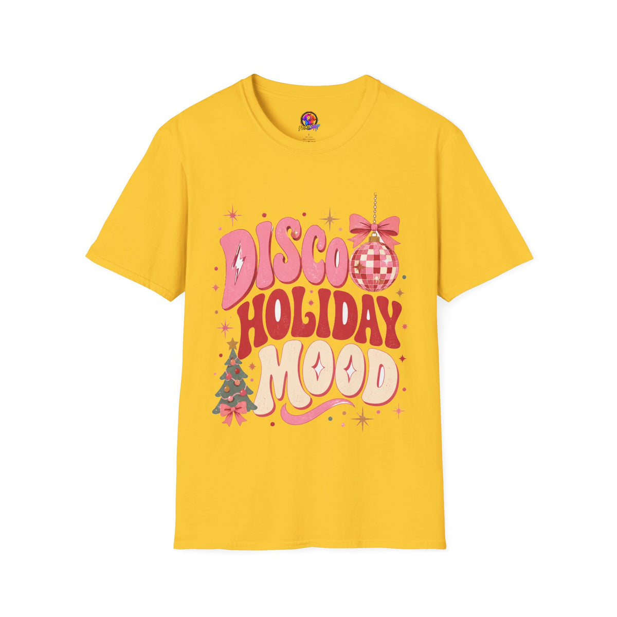 Disco Holiday T-Shirt — Retro Pink Disco Ball Christmas Tee