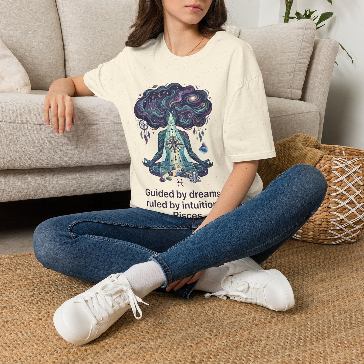 Pisces Zodiac Meditative Pisces T‑Shirt — 'Guided by dreams, ruled by intuition' Zodiac Tee