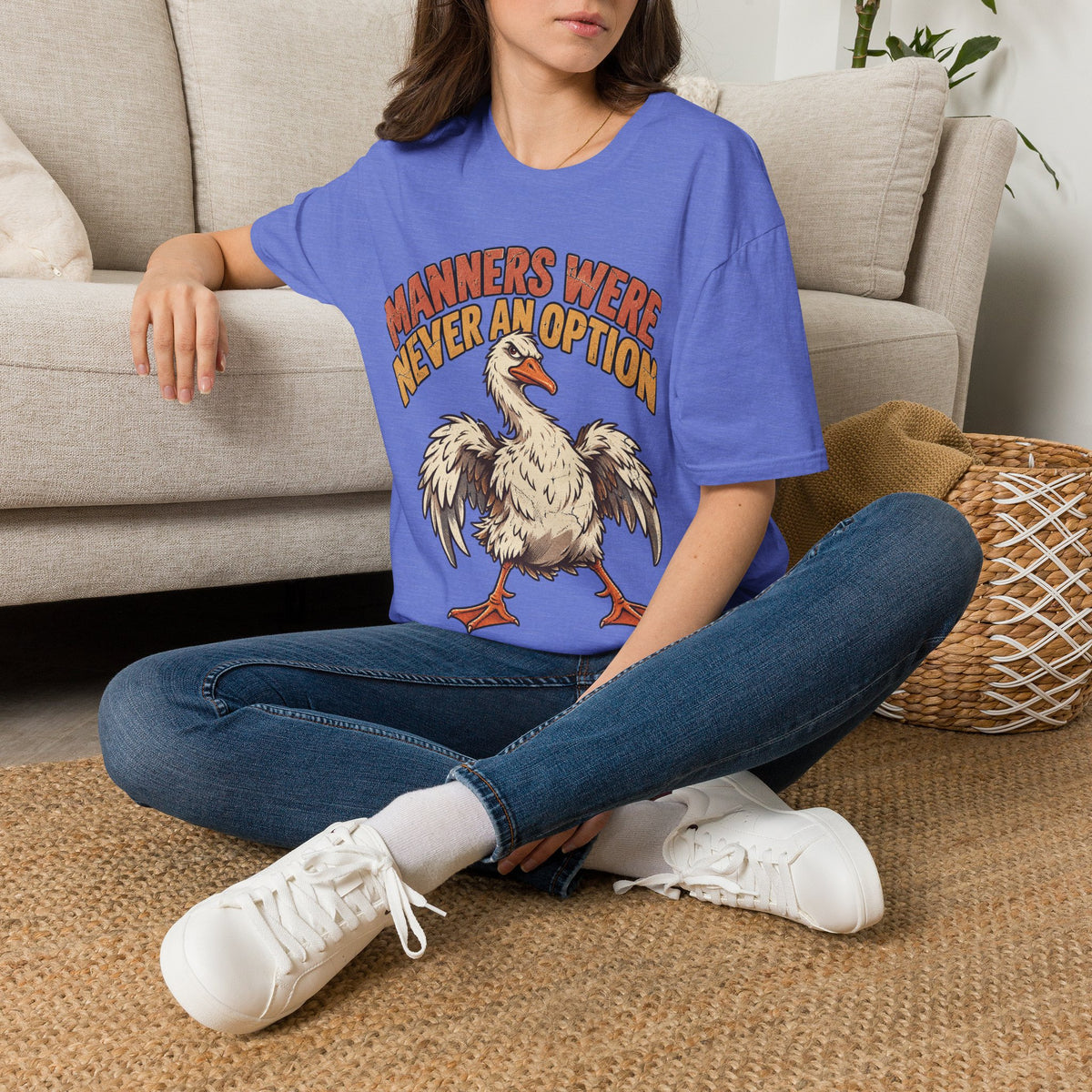 Funny And Witty “Manners Were Never An Option” Goose Graphic T-Shirt