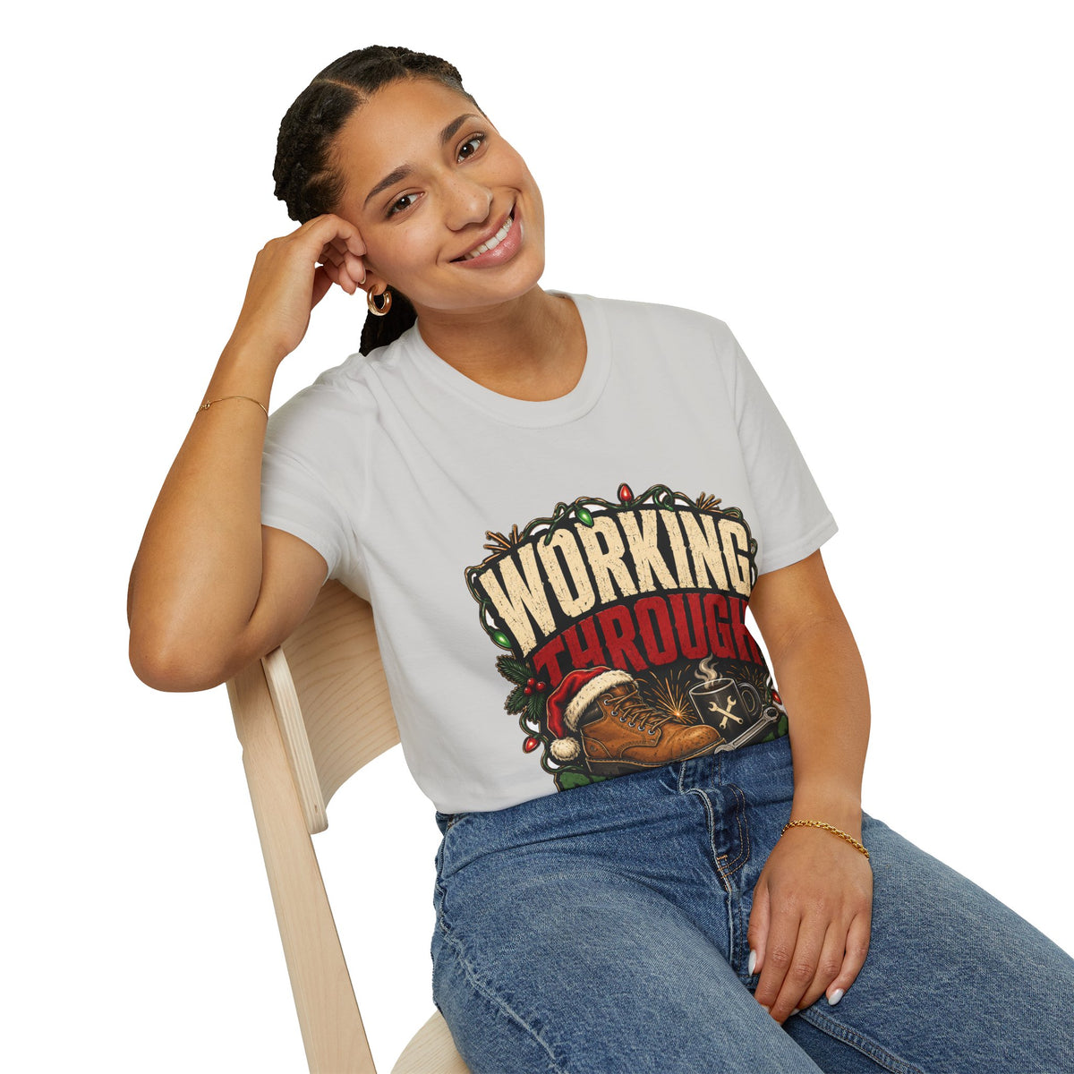 Working Through Christmas T-Shirt — Funny Holiday Nurse/Worker Gift