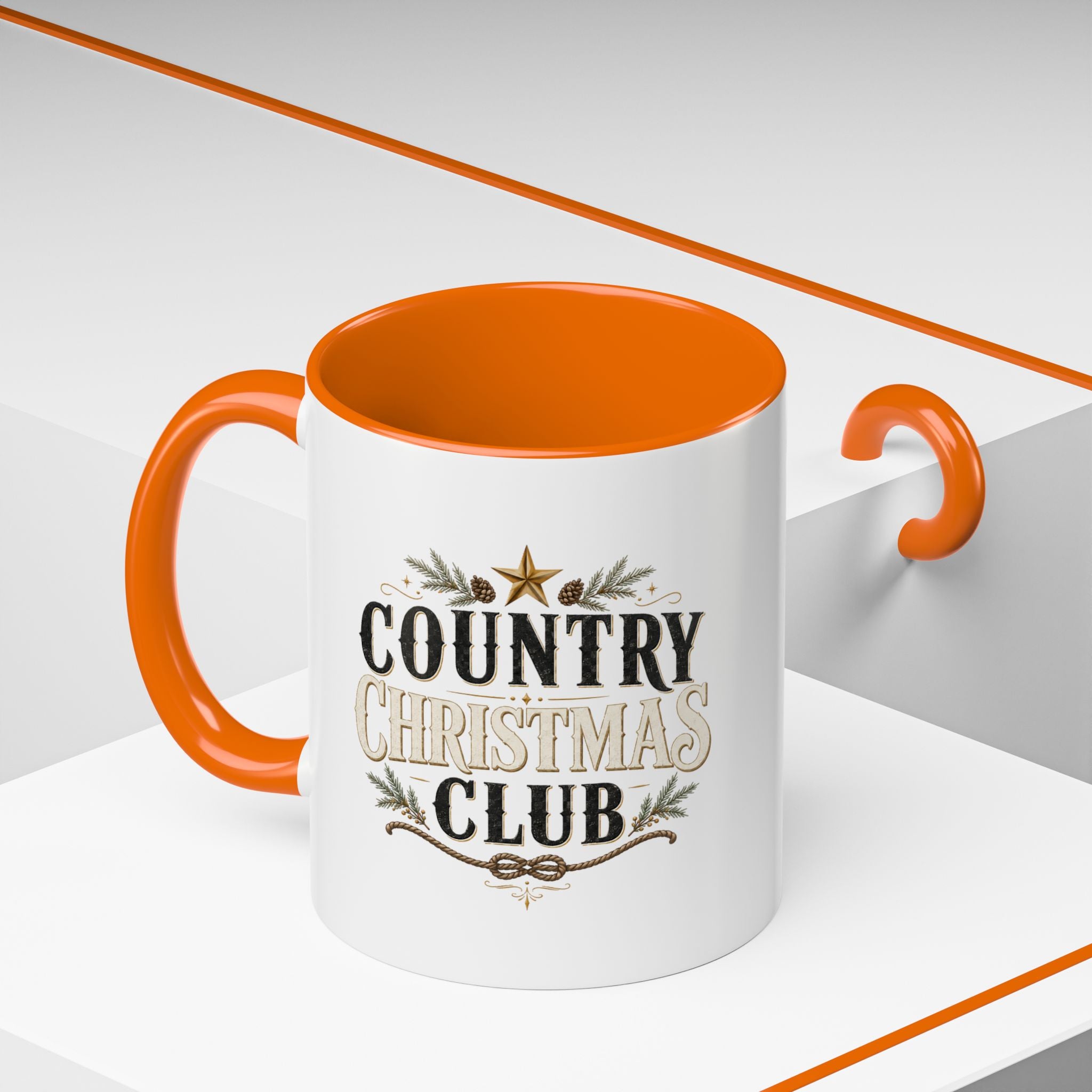 Christmas Country Christmas Club Accent Coffee Mug — Festive Rustic Holiday Coffee Cup