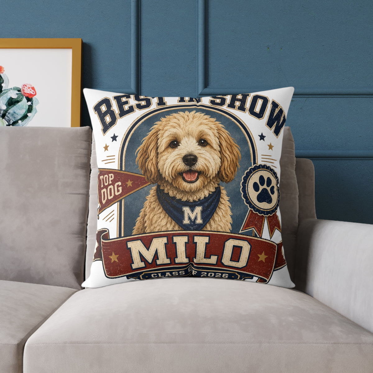 Best in Show Personalized Dog Pillow  Milo Bailey Dog Dad Mom — Milo Name Pet Throw Pillow