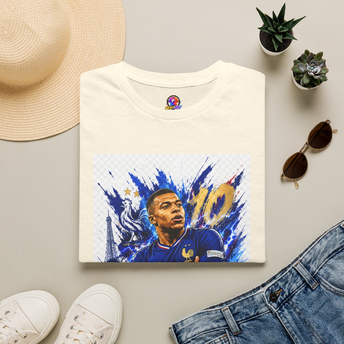 France Mbappé Soccer T-Shirt — #10 Blue Action Portrait Tee