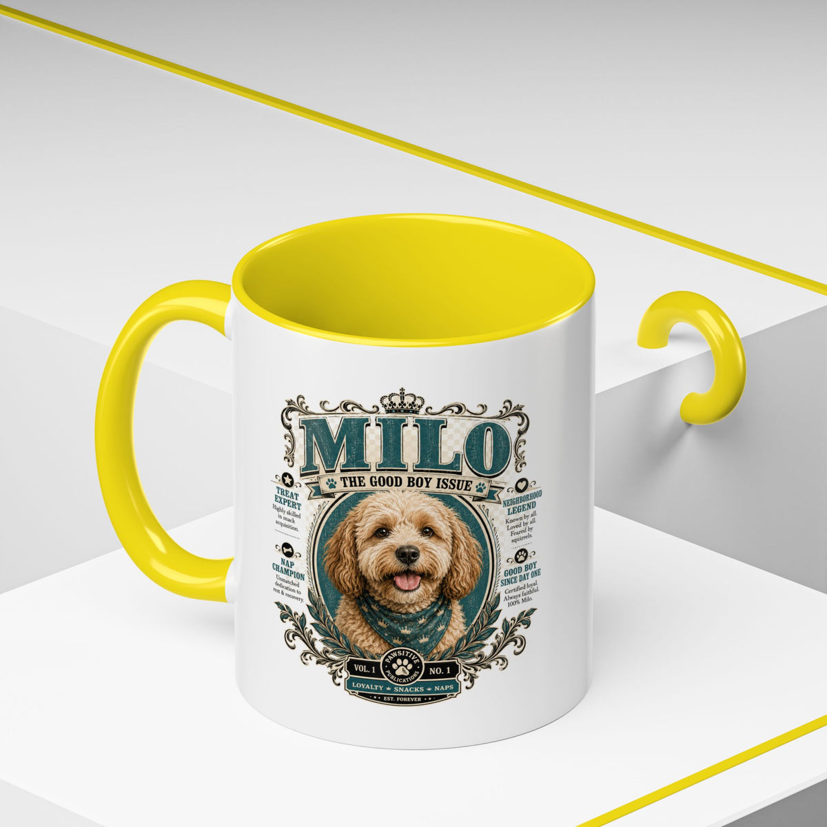 Milo Bailey Dog Dad Mom Milo Dog Portrait Coffee Mug — 'The Good Boy Issue' Accent Mug