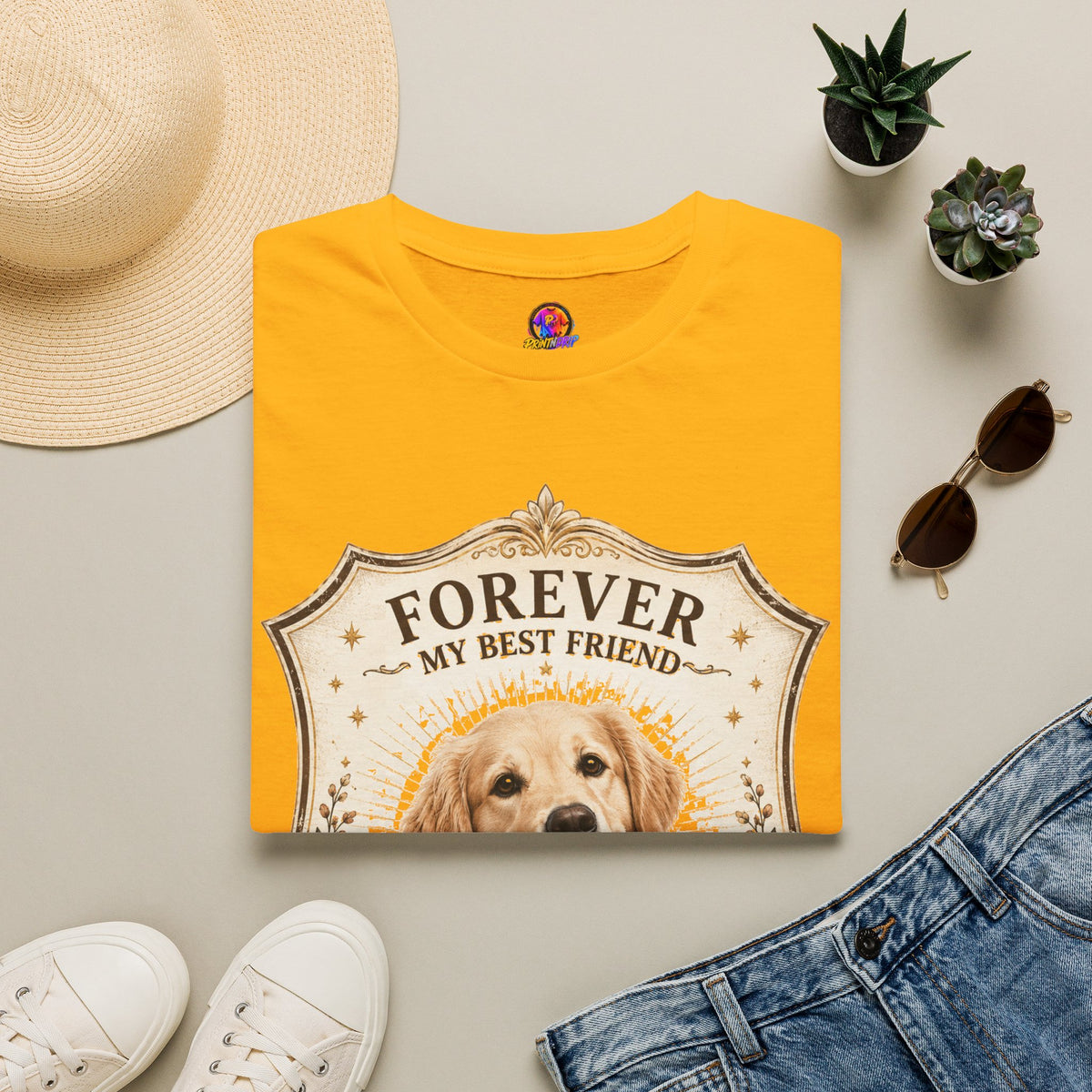 Dog Memorial T-Shirt — "Forever My Best Friend" Personalized Golden Retriever Tribute