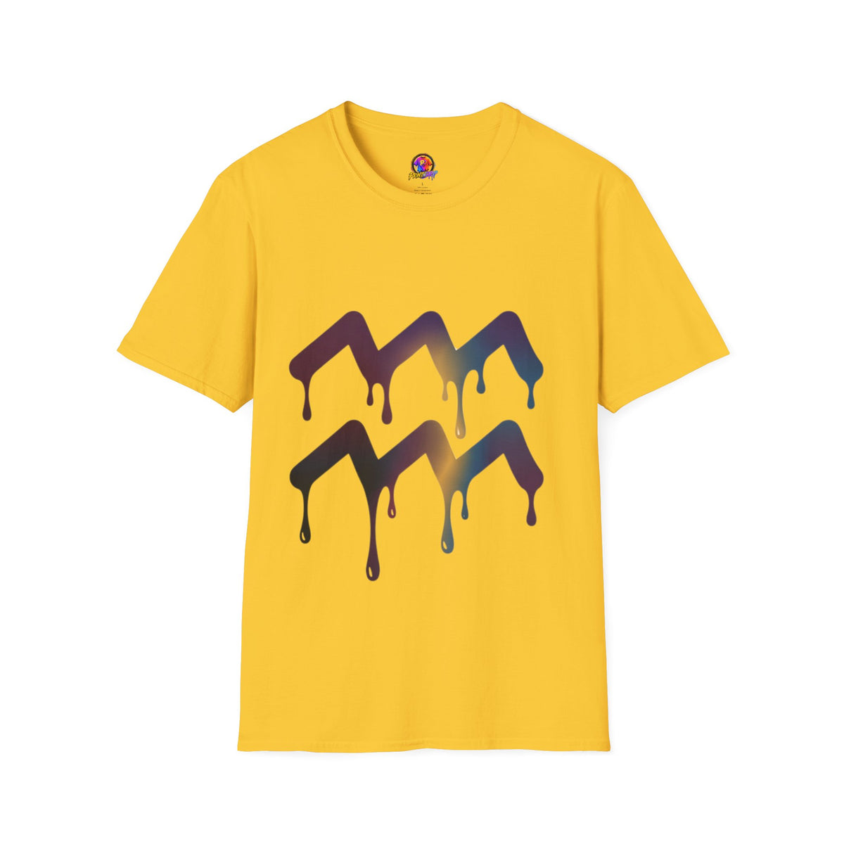 Aquarius Zodiac Dripping Chevron Graphic T-Shirt