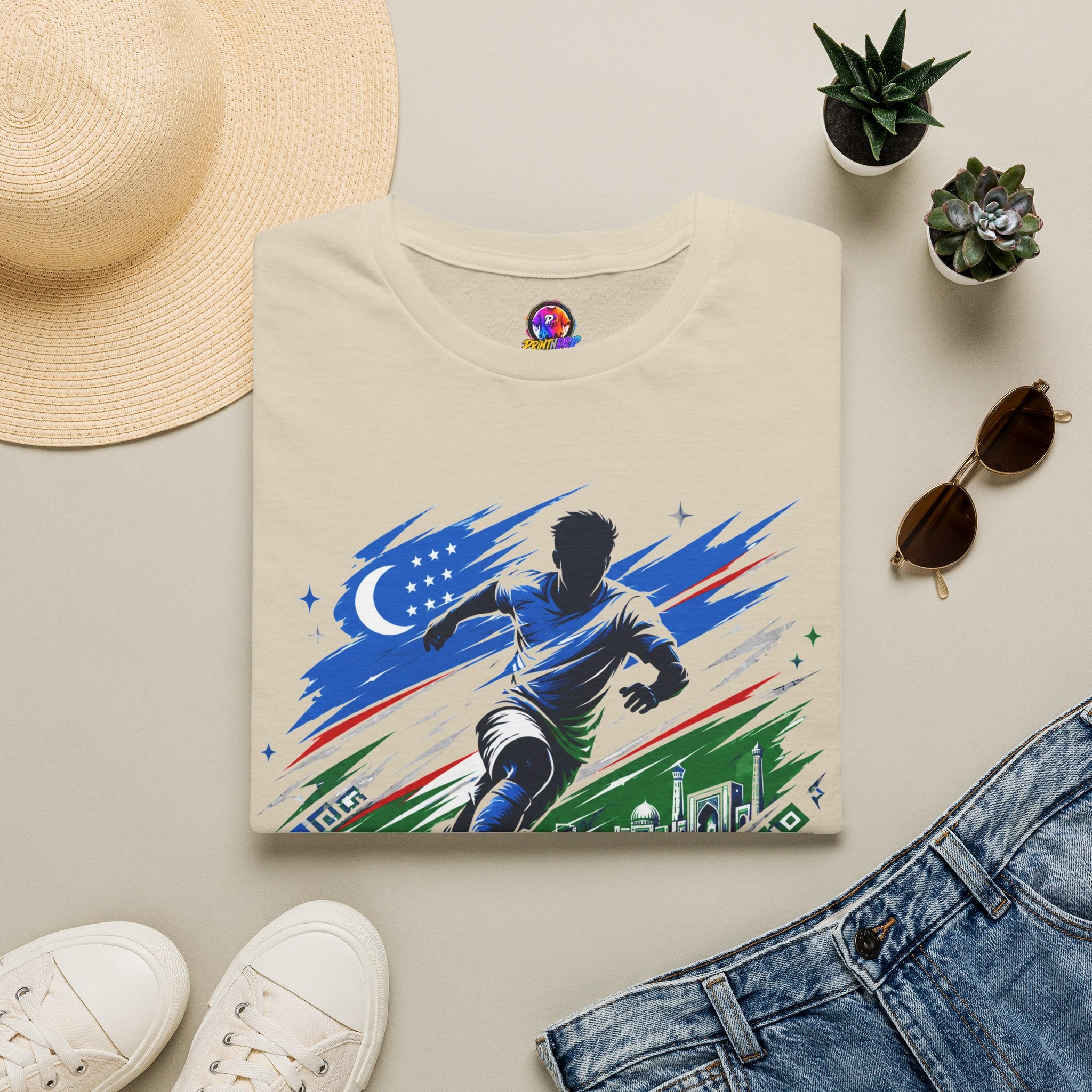 Silk Road Strike Soccer T-Shirt — Uzbekistan Football Graphic Tee