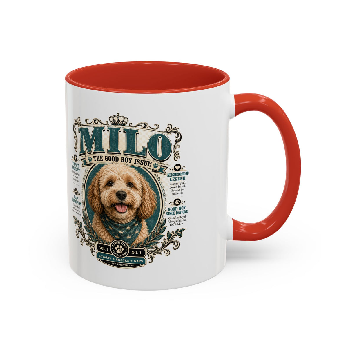 Milo Bailey Dog Dad Mom Milo Dog Portrait Coffee Mug — 'The Good Boy Issue' Accent Mug