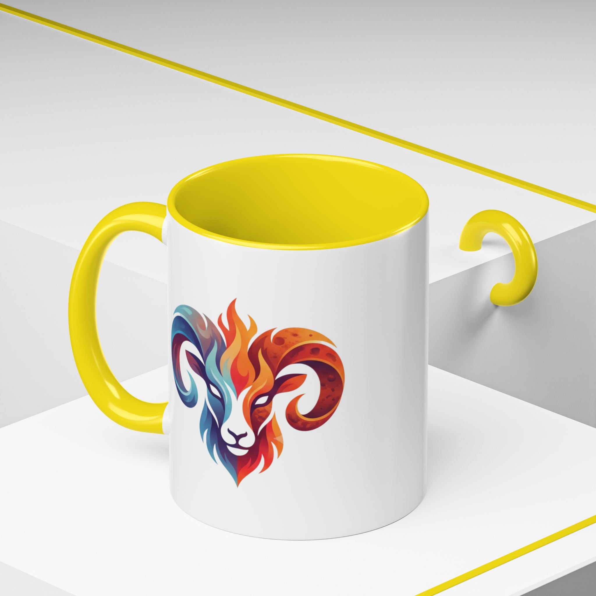 Aries Ram Heart Coffee Mug – Colorful Zodiac Accent Mug