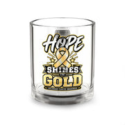 Hope Shines in Gold Childhood Cancer Awareness Glass Mug