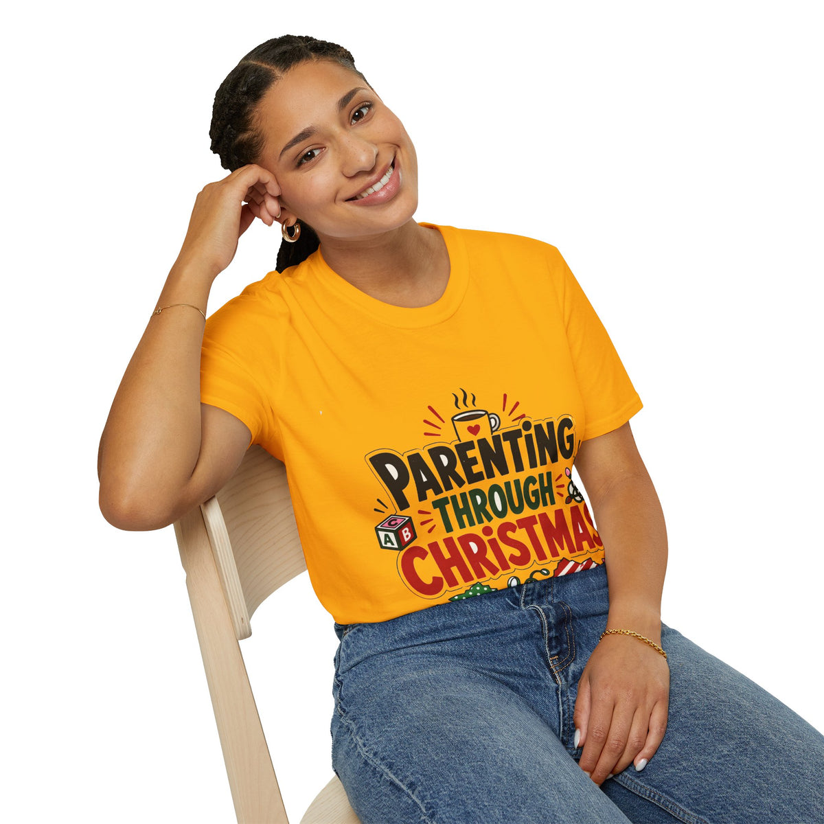Parenting Through Christmas T-Shirt — Funny Holiday Mom Dad Tee