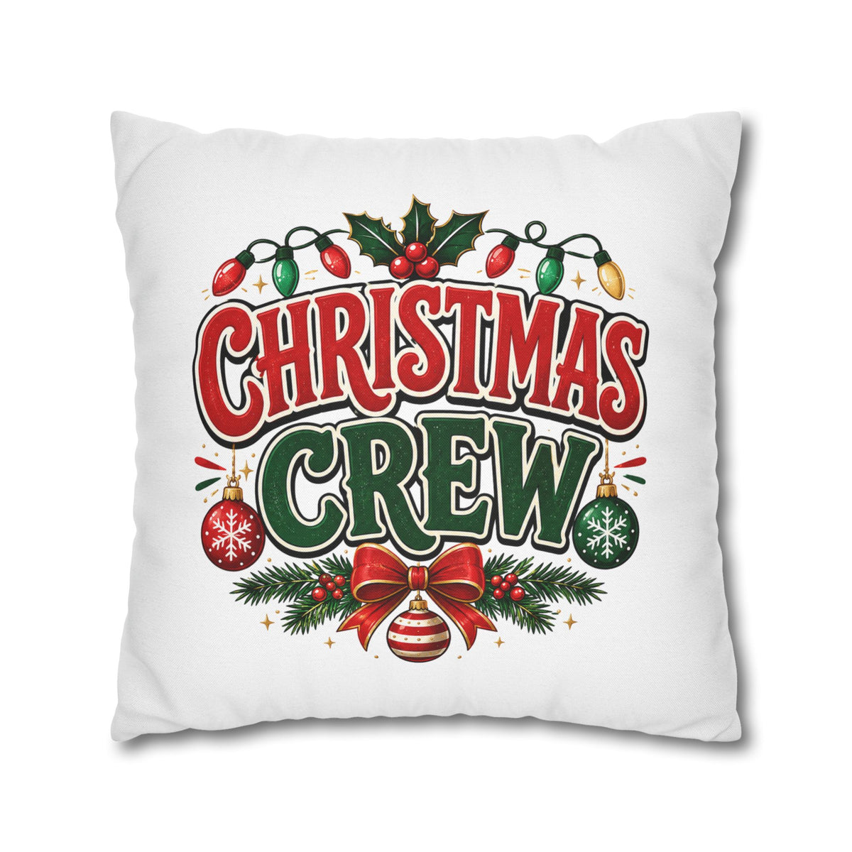 Christmas Crew Holiday Throw Pillowcase — Festive Decorative Cushion Cover