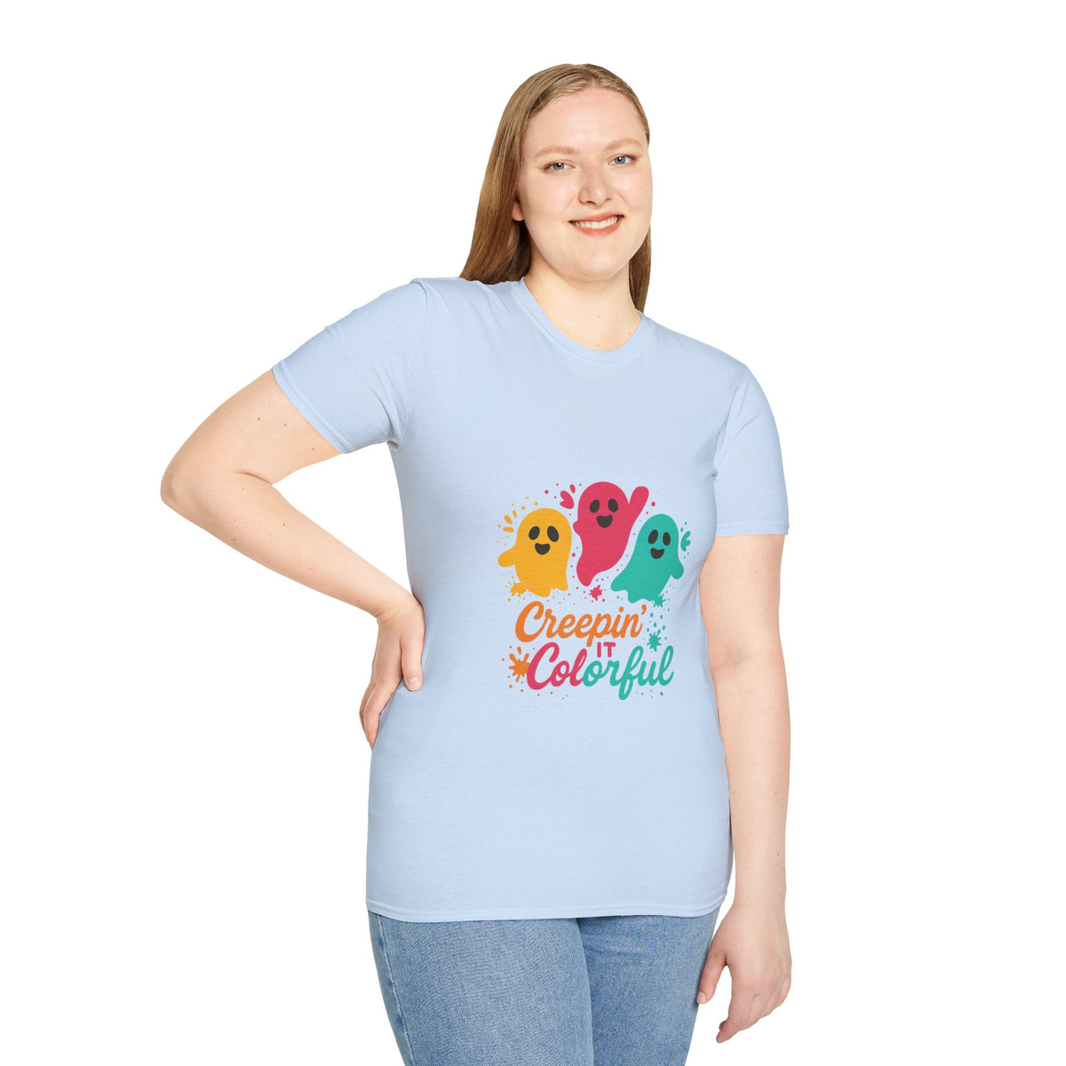 Colorful Creepin' Ghosts Tee — Cute Halloween Shirt - Trending Now - October 2026