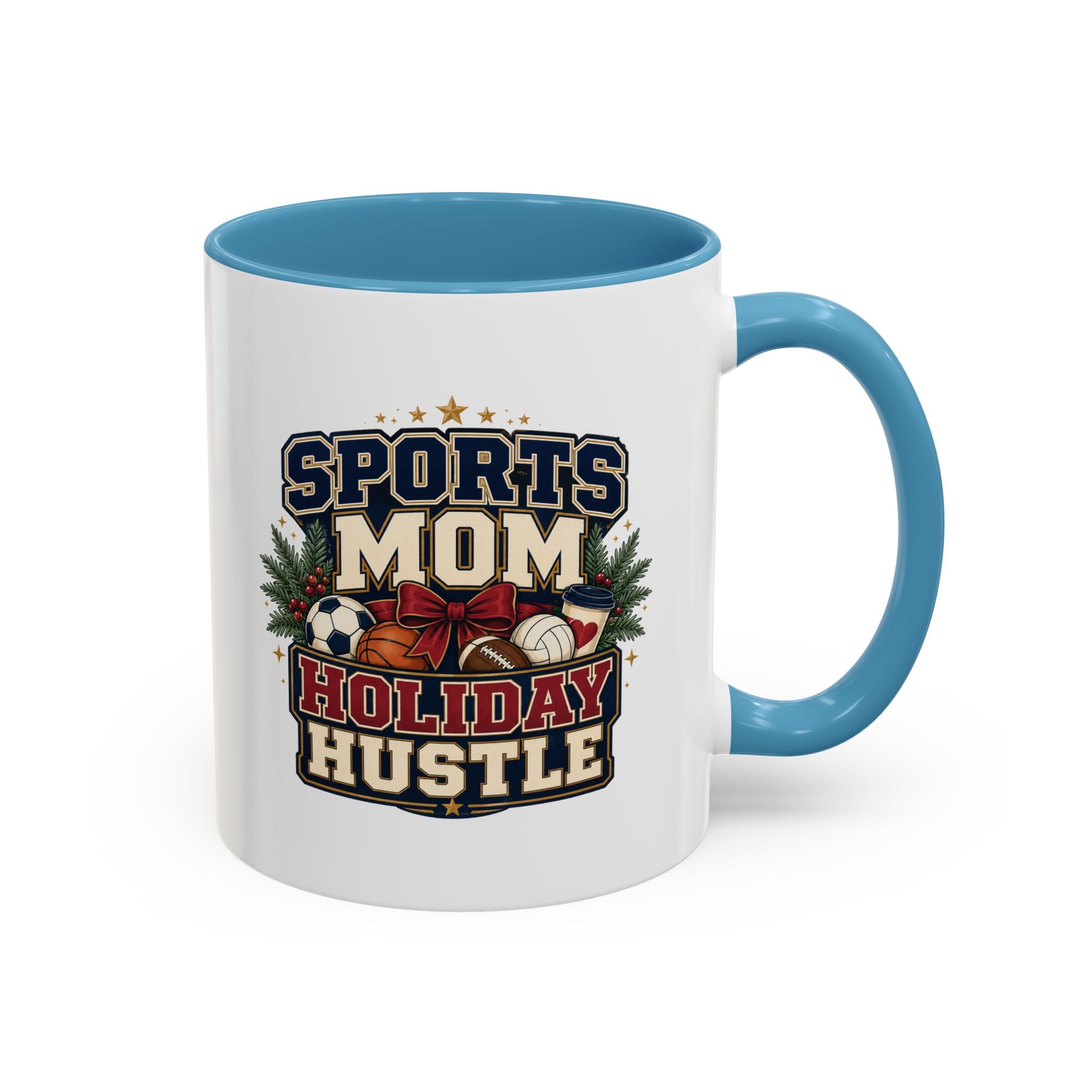 Modern Day Christmas Sports Mom Holiday Hustle Accent Coffee Mug – Christmas Sports Mom Gift