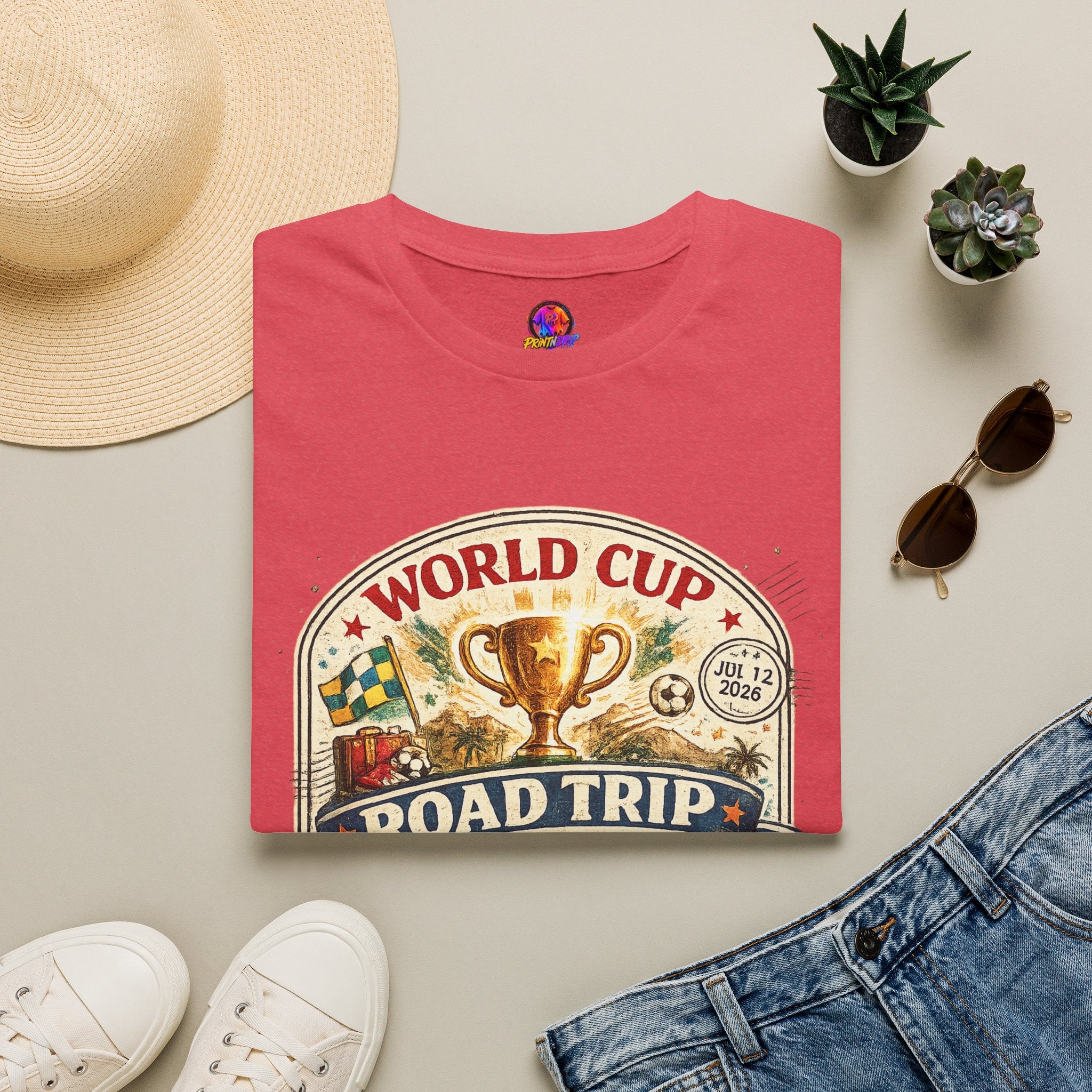 World Cup Road Trip T-Shirt — Vintage Soccer Trophy Design