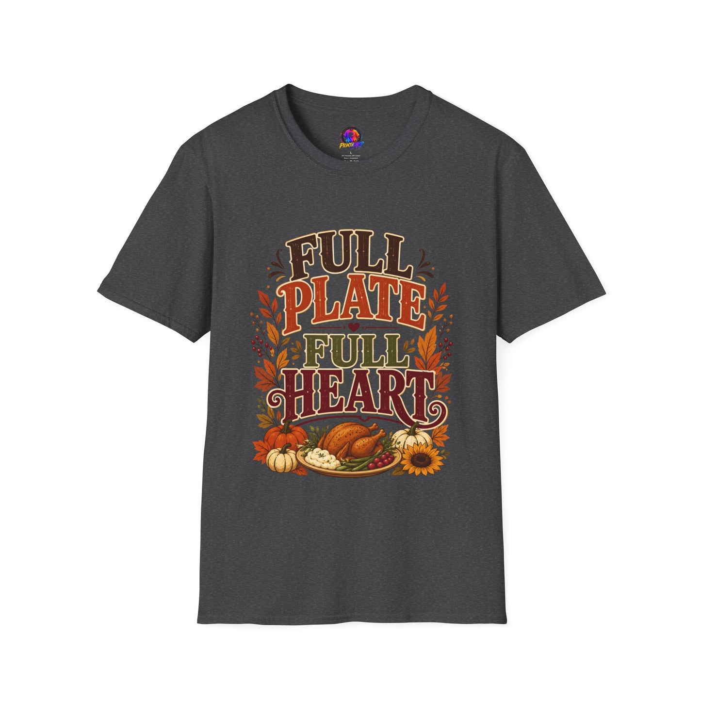 Thanksgiving T-Shirt - "Full Plate Full Heart" Fall Harvest Tee