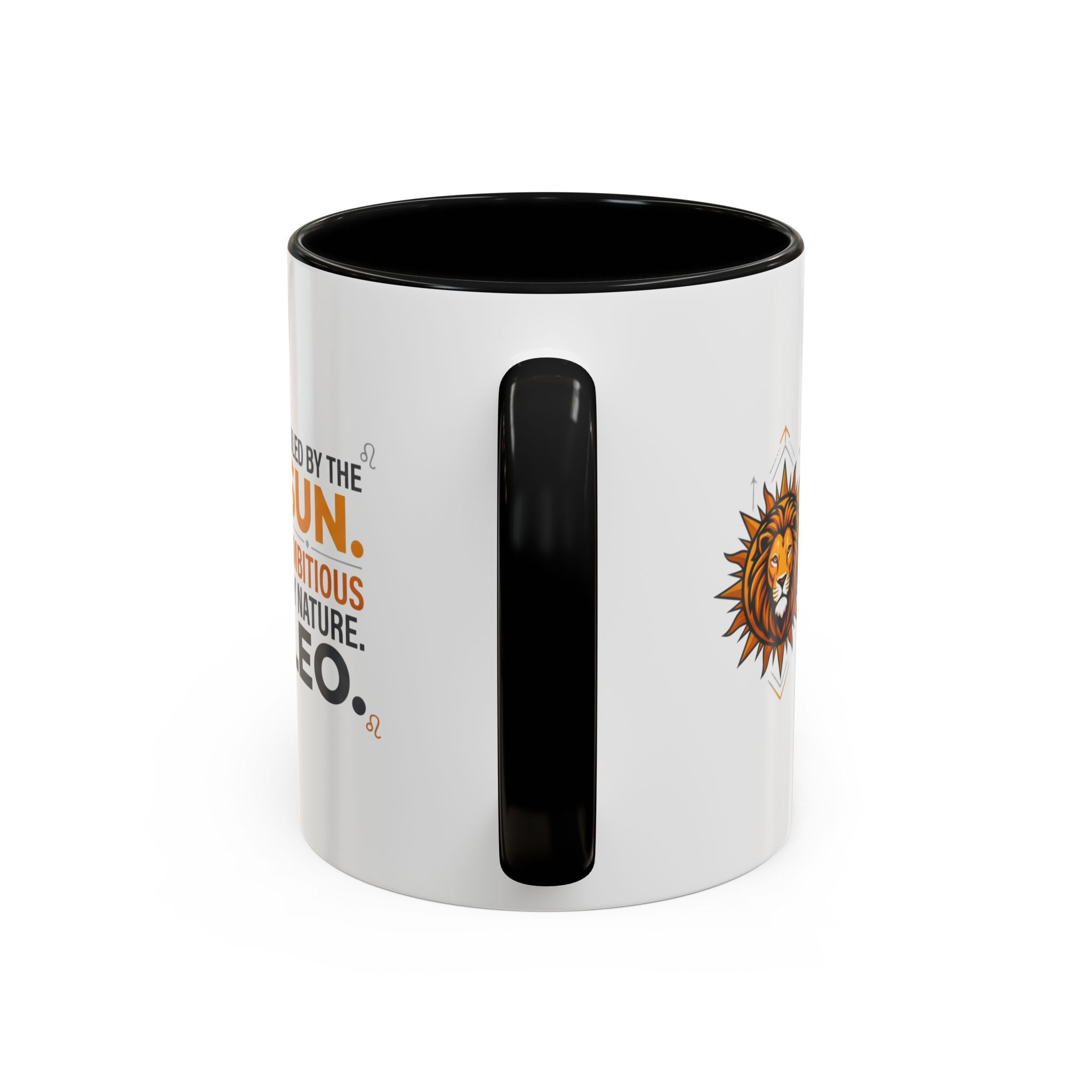 Leo Zodiac Coffee Mug — "Ruled by the Sun. Ambitious by Nature. LEO." Accent Ceramic Mug