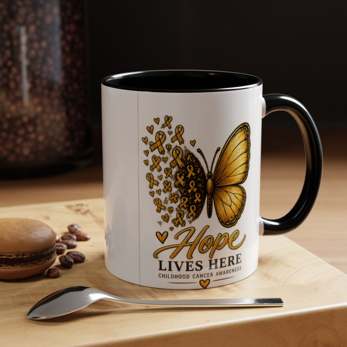 Hope Lives Here Childhood Cancer Awareness Accent Coffee Mug