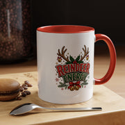 Reindeer Energy Coffee Mug – Holiday Christmas Antlers & Bells Accent Mug