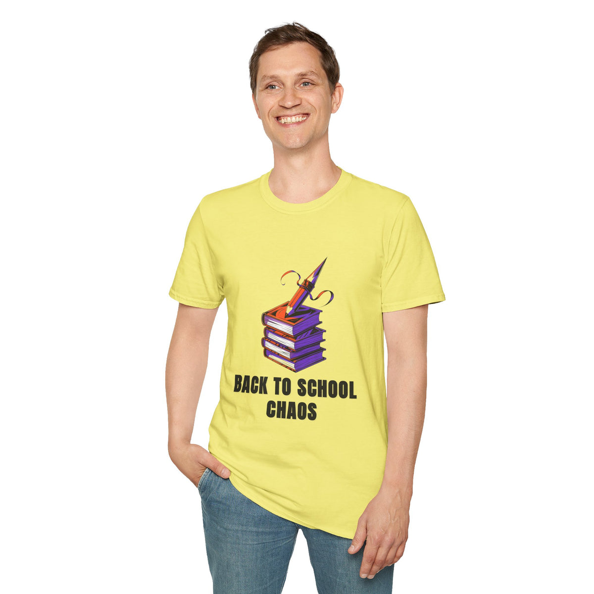 Back to School Chaos T-Shirt — Cute Stacked Books & Pencil Design - Trending Now - August 2026