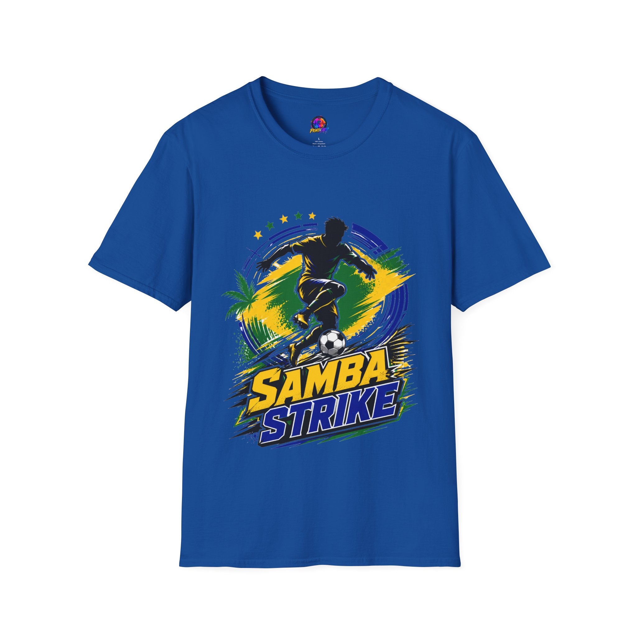Brazil  Samba Strike Soccer T-Shirt — Brazilian Football Player Graphic Tee