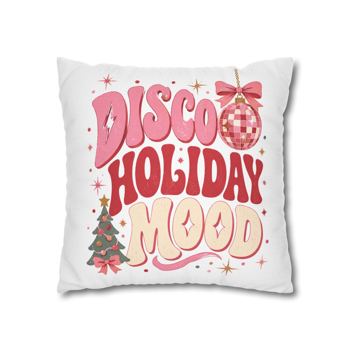 Holiday Pillowcase — 'Disco Holiday Mood' Retro Christmas Decor Modern Day Christmas
