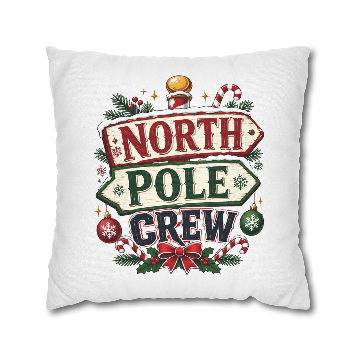 Christmas North Pole Crew Holiday Pillowcase — Christmas Decorative Throw Pillow