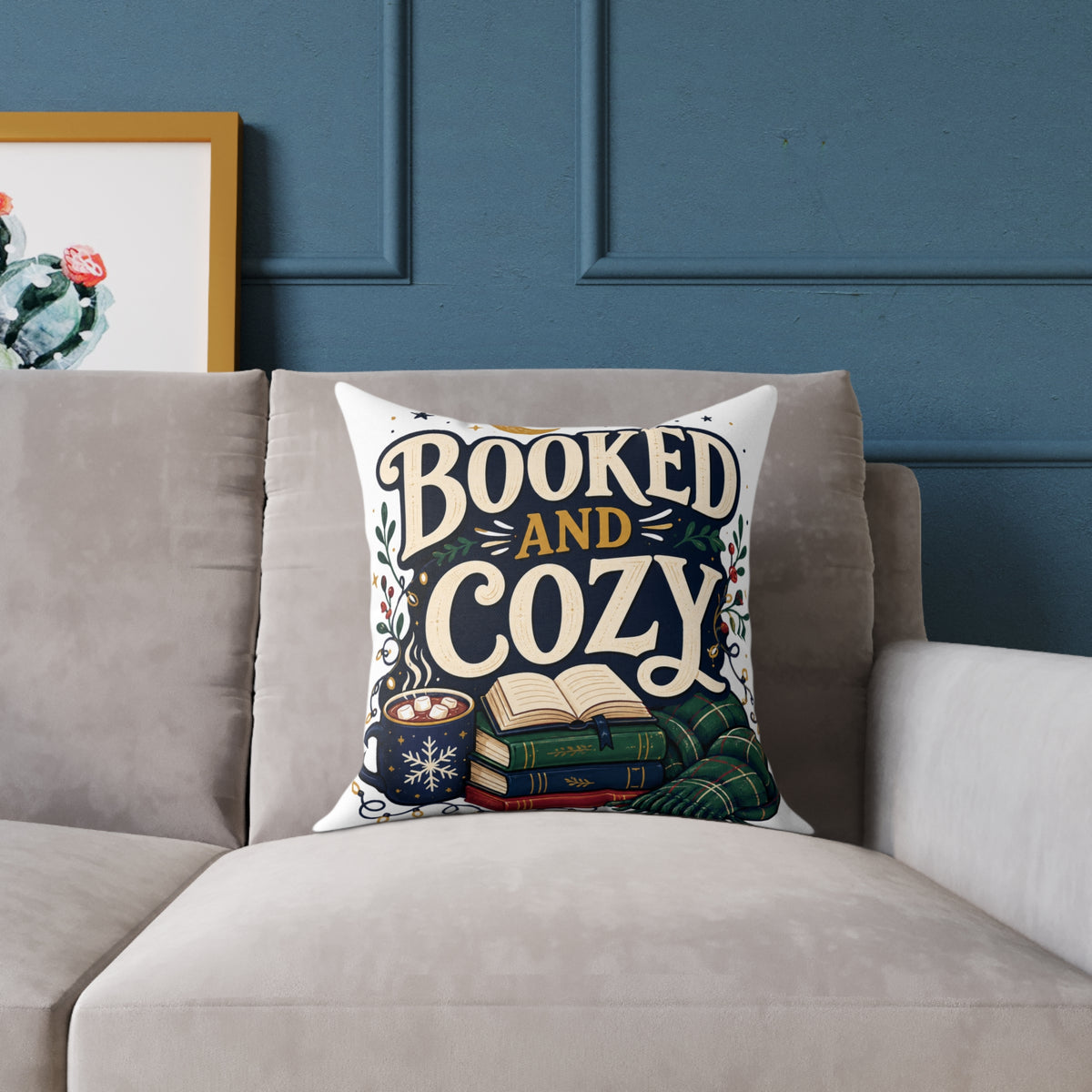 Modern Day Christmas Booked And Cozy Square Pillow