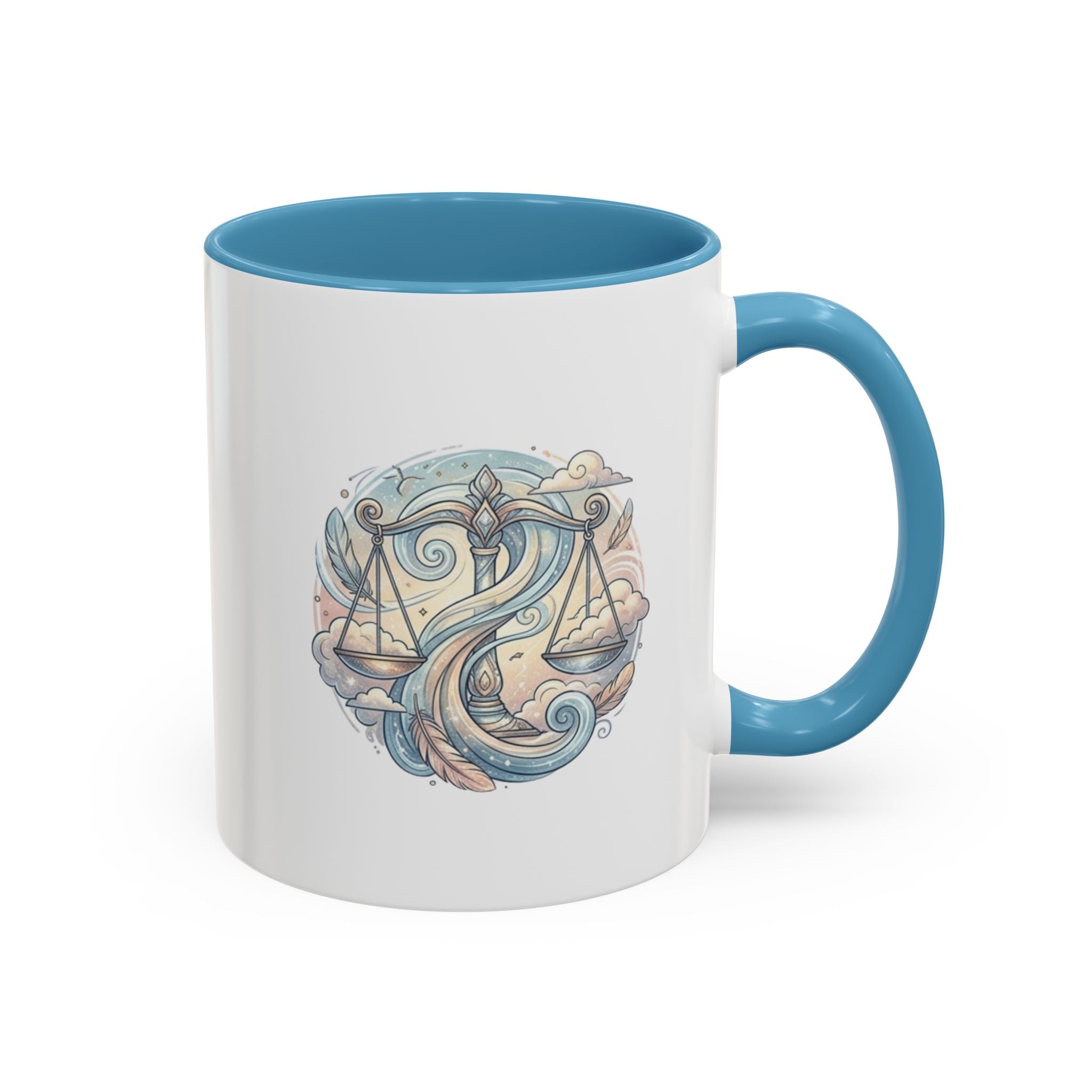 Libra Zodiac Coffee Mug — Balance Scales Astrological Accent Mug